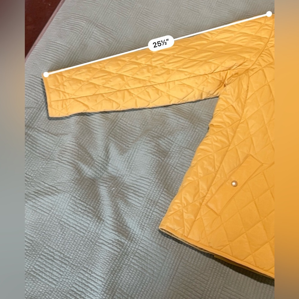 Lands End Quilted Full Zip Mock Neck Yellow Coat Jacket Pockets Size L (14-16) - Picture 11 of 11